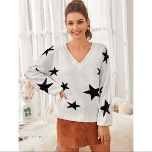 Drop Shoulder Star Sweater